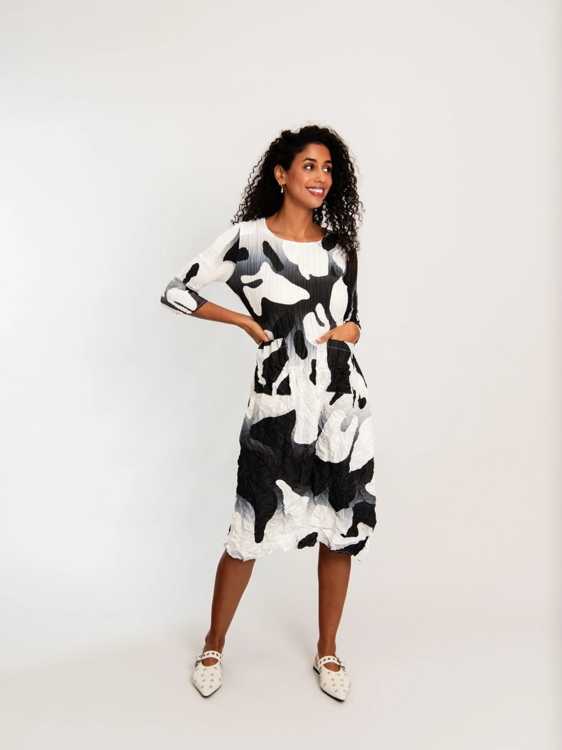 3/4 Sleeve Smash Pocket Dress - Prints - Image 31