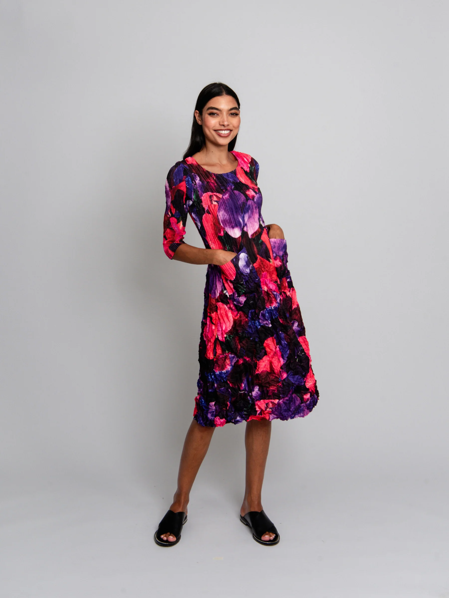 3/4 Sleeve Smash Pocket Dress - Prints - Image 42